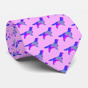 Springer Spaniel Dog Pink & Blue Dark Pink Neck Krawatte