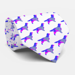 Springer Spaniel Dog Pink & Blue Niedlich White Ne Krawatte
