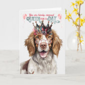 Springer Spaniel Dog Queen Day Funny Birthday Karte (Gelbe Blume)
