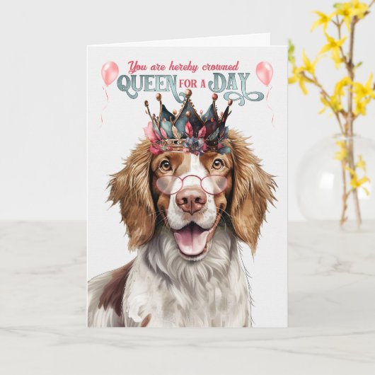 Springer Spaniel Dog Queen Day Funny Birthday Karte (Gelbe Blume)