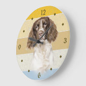 Springer Spaniel Dog Retro Sunset Große Wanduhr (Winkel)