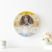 Springer Spaniel Dog Retro Sunset Große Wanduhr (Zuhause)