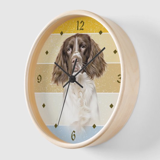 Springer Spaniel Dog Retro Sunset Uhr (Winkel)