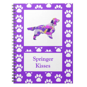 Springer Spaniel Dog Silhouette Paw Lila PY&B Notizblock