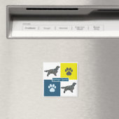 Springer Spaniel Dog Silhouette & Paw Y&B Grid Magnet (In Situ (Geschirrspüler))