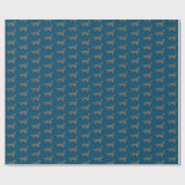 Springer Spaniel Dog Silhouette Y&B Grid Blue Geschenkpapier (Flach)