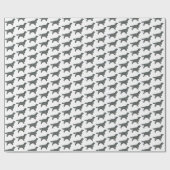 Springer Spaniel Dog Silhouette Y&B Grid White Geschenkpapier (Flach)