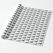 Springer Spaniel Dog Silhouette Y&B Grid White Geschenkpapier (Ungerollt)