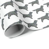 Springer Spaniel Dog Silhouette Y&B Grid White Geschenkpapier (Rolleneckpunkt)