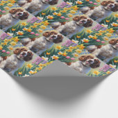 Springer Spaniel Dog Spring Blumen Malerei Geschenkpapier (Ecke)