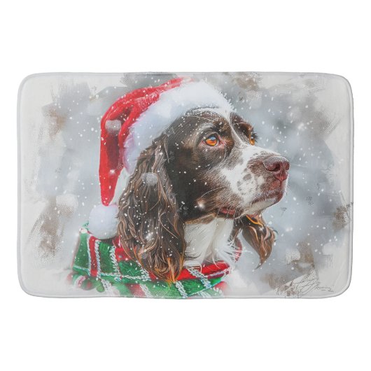 Springer Spaniel Dog Weihnachtsfest Badematte (Vorderseite)