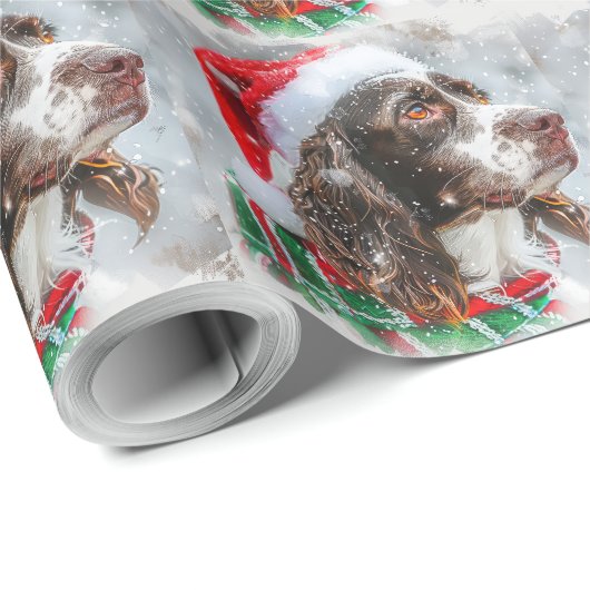 Springer Spaniel Dog Weihnachtsfest Geschenkpapier (Rolleneckpunkt)