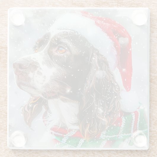 Springer Spaniel Dog Weihnachtsfest Glasuntersetzer (Rückseite)