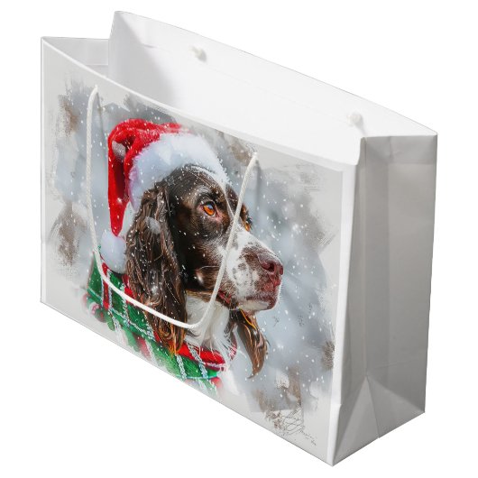 Springer Spaniel Dog Weihnachtsfest Große Geschenktüte (Vorderseite Schrägansicht)