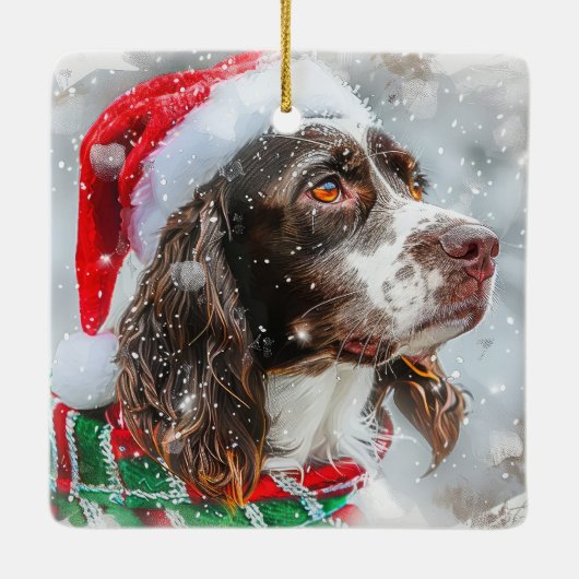 Springer Spaniel Dog Weihnachtsfest Keramikornament (Rückseite)