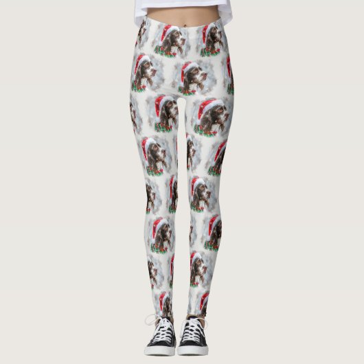Springer Spaniel Dog Weihnachtsfest Leggings (Vorderseite)