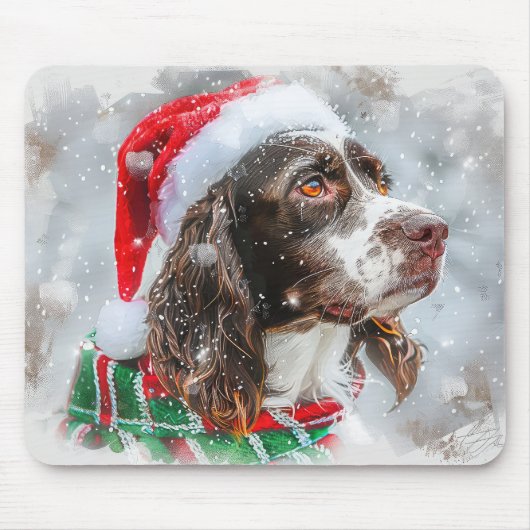 Springer Spaniel Dog Weihnachtsfest Mousepad (Vorne)