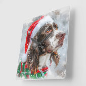 Springer Spaniel Dog Weihnachtsfest Quadratische Wanduhr (Winkel)