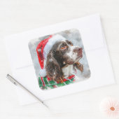 Springer Spaniel Dog Weihnachtsfest Quadratischer Aufkleber (Umschlag)