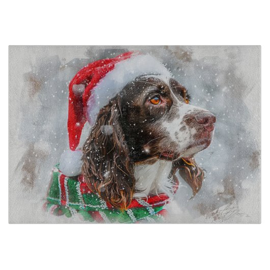 Springer Spaniel Dog Weihnachtsfest Schneidebrett (Vorderseite)