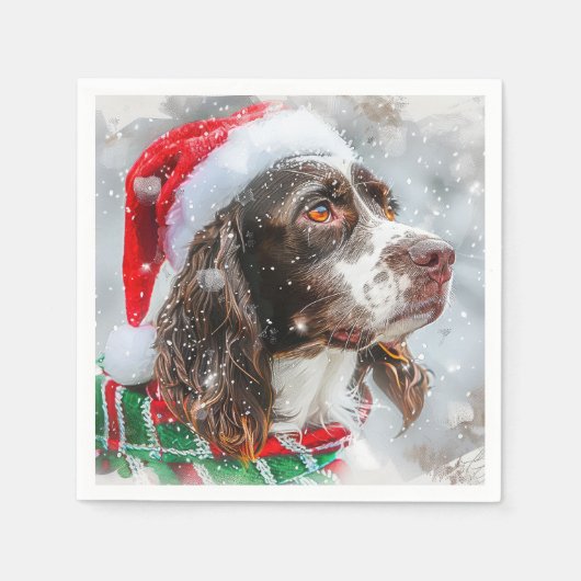 Springer Spaniel Dog Weihnachtsfest Serviette (Vorderseite)