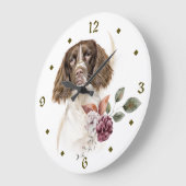 Springer Spaniel Dog Winter Bouquet Clock Große Wanduhr (Winkel)