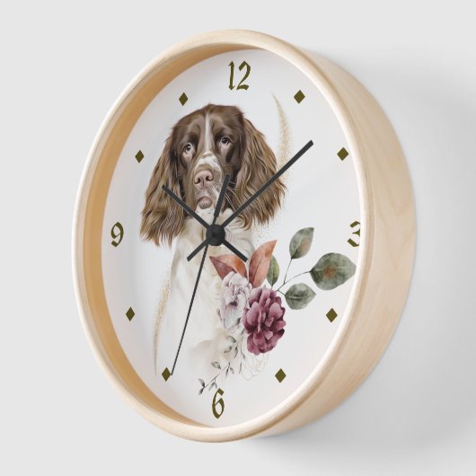 Springer Spaniel Dog Winter Bouquet Clock Uhr (Winkel)