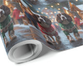 Springer Spaniel Dogs Christmas Snow Holiday Geschenkpapier (Rolleneckpunkt)