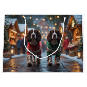 Springer Spaniel Dogs Christmas Snow Holiday Große Geschenktüte (Vorderseite)