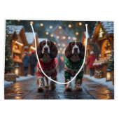 Springer Spaniel Dogs Christmas Snow Holiday Große Geschenktüte (Rückseite)