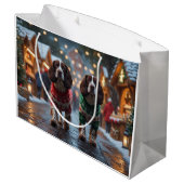 Springer Spaniel Dogs Christmas Snow Holiday Große Geschenktüte (Rückseite Schrägansicht)