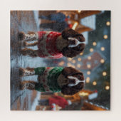 Springer Spaniel Dogs Christmas Snow Holiday Puzzle (Horizontal)