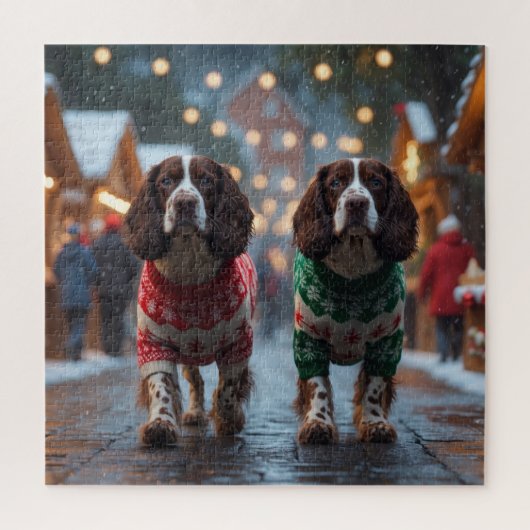Springer Spaniel Dogs Christmas Snow Holiday Puzzle (Vertikal)