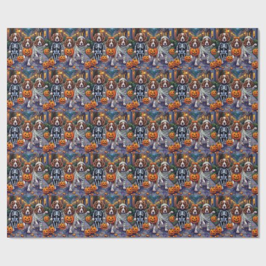 Springer Spaniel Dogs In Halloween Costumes Geschenkpapier (Flach)
