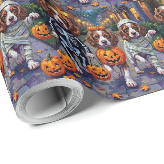 Springer Spaniel Dogs In Halloween Costumes Geschenkpapier (Rolleneckpunkt)