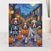Springer Spaniel Dogs In Halloween Costumes Karte (Vorderseite)
