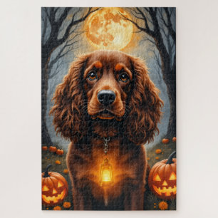 Springer Spaniel Erntedankmond Halloween-Porträt A Puzzle