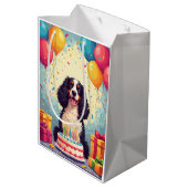 Springer Spaniel Geburtstagsfeier Mittlere Geschenktüte (Rückseite Schrägansicht)