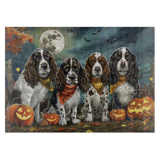 Springer Spaniel Halloween Gruselig Schneidebrett (Vorderseite)