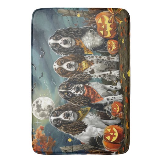 Springer Spaniel Halloween Spooky Badematte (Vorderseite Vertikal)