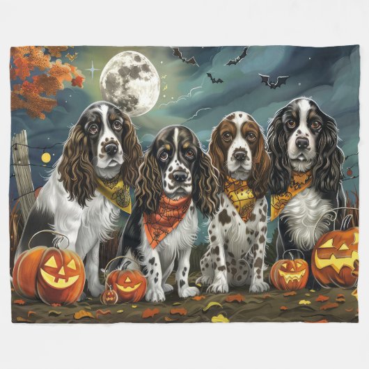 Springer Spaniel Halloween Spooky Fleecedecke (Vorderseite (Horizontal))
