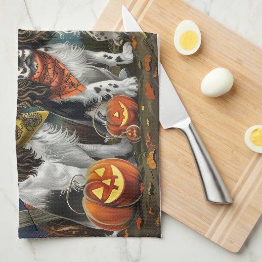 Springer Spaniel Halloween Spooky Geschirrtuch (Viertel Falte)