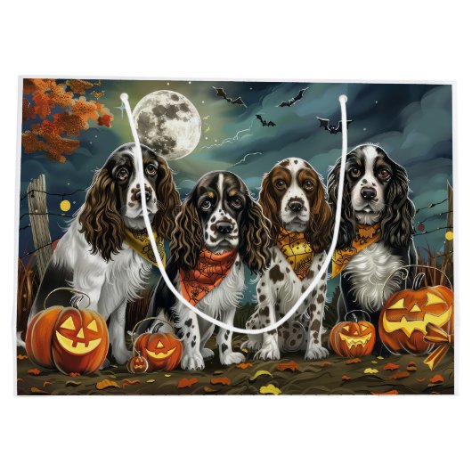Springer Spaniel Halloween Spooky Große Geschenktüte (Rückseite)