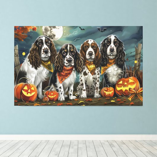 Springer Spaniel Halloween Spooky Leinwanddruck (Insitu (Holzboden))