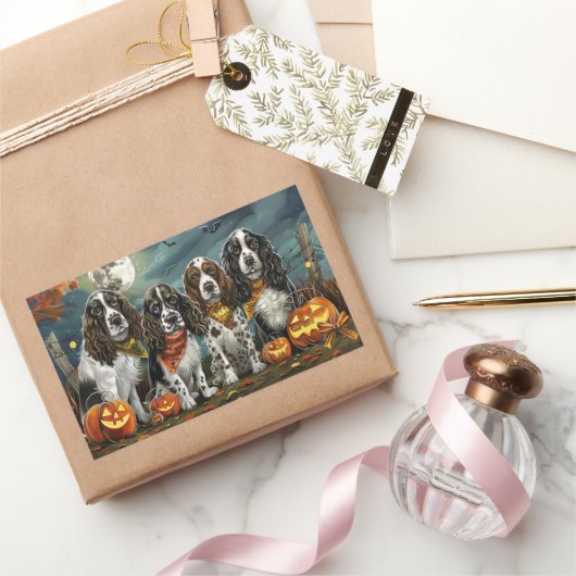 Springer Spaniel Halloween Spooky Rechteckiger Aufkleber (Schenken)