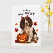 Springer Spaniel Halloween Teufelshund Karte (Gelbe Blume)