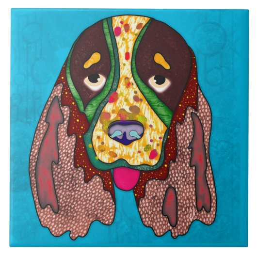 Springer Spaniel hässlicher Hund Gesicht Keramik F Fliese (Vorderseite)