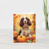 Springer Spaniel HerbstErntedank Karte (Vorderseite)