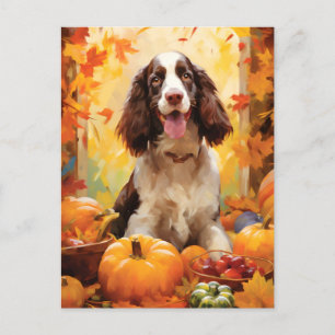 Springer Spaniel HerbstErntedank Postkarte