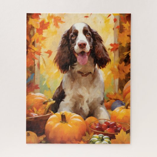 Springer Spaniel HerbstErntedank Puzzle (Vertikal)